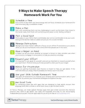 Speech Homework Chart