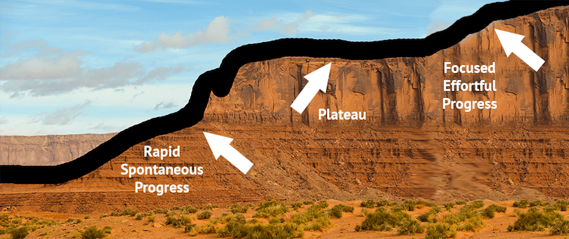 Plateau in stroke recovery means something different than you might think. Focused effortful progress comes after rapid spontaneous recovery.