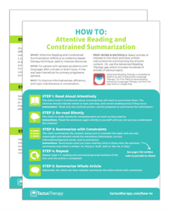 Attentive Reading & Constrained Summarization (ARCS) Handout