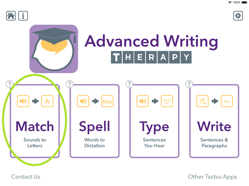 Choose the Match activity to do phonological training at home